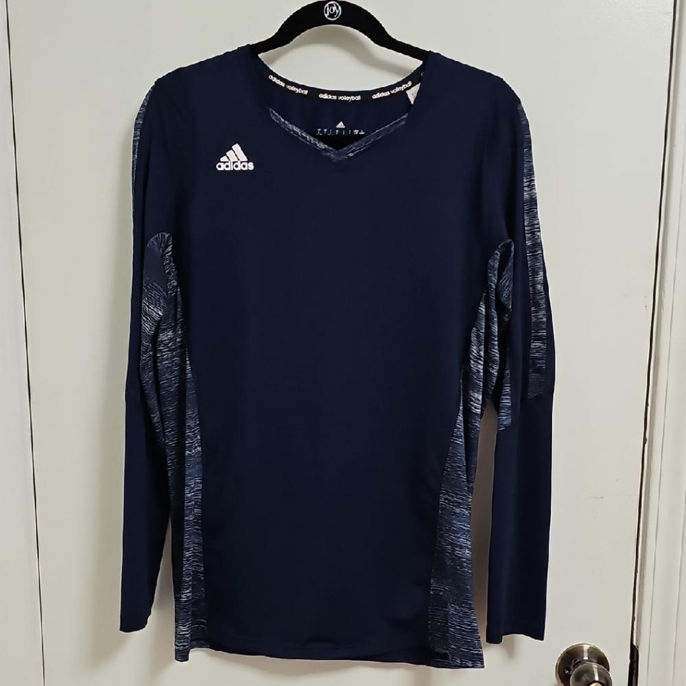 Woman's Large Adidas Dark Blue Long Sleeve Top Great For Volleyball